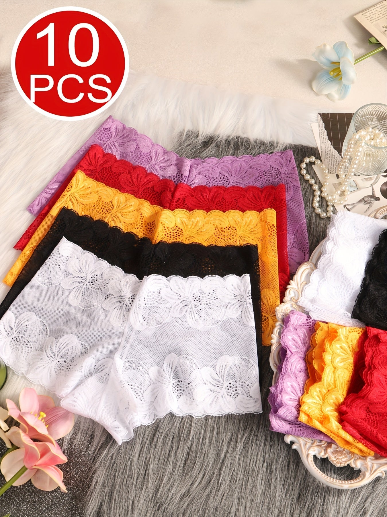 Women’s 10-Pack Briefs - Lace Detail Comfort Style 8261