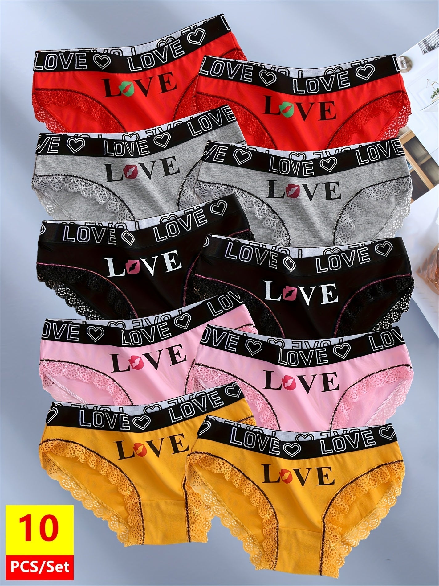 Women's 10-Pack Briefs - Lace Everyday Comfort - Mixed colors