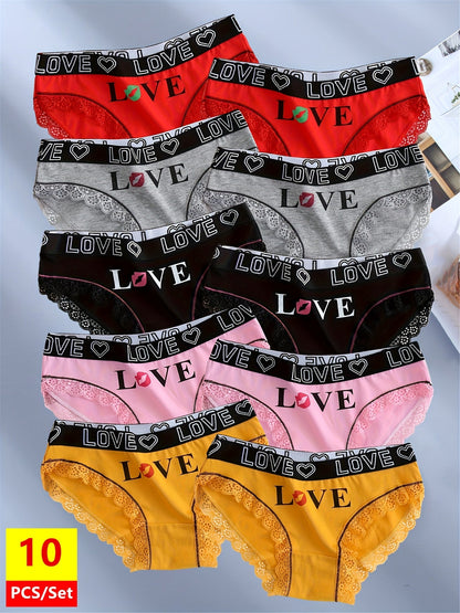Women's 10-Pack Briefs - Lace Everyday Comfort - Mixed colors