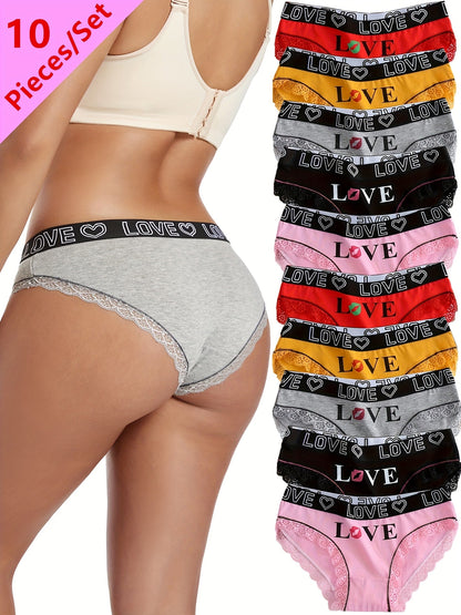 Women's 10-Pack Briefs - Lace Everyday Comfort - Mixed colors