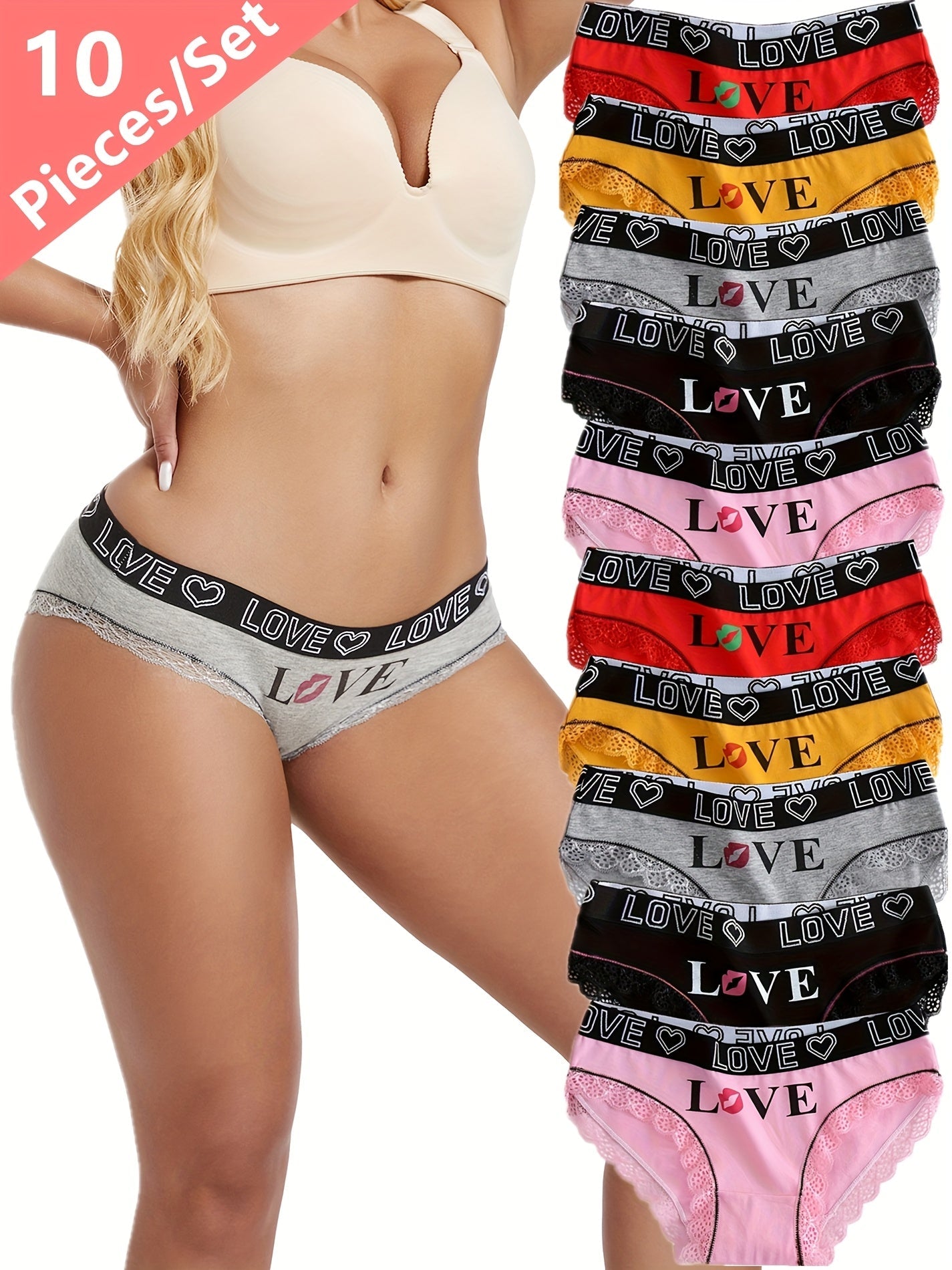 Women's 10-Pack Briefs - Lace Everyday Comfort - Mixed colors