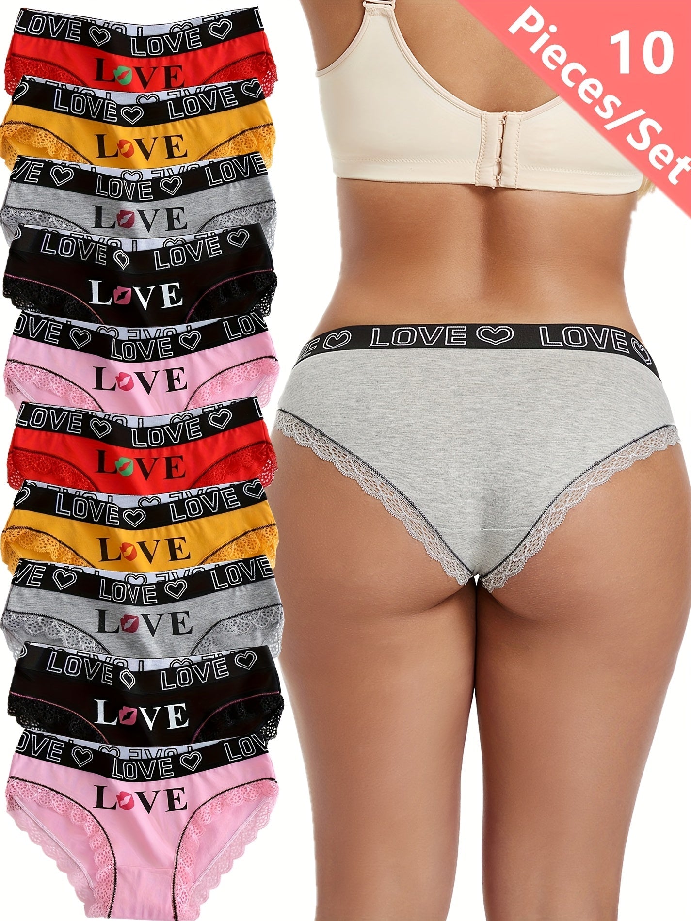 Women's 10-Pack Briefs - Lace Everyday Comfort - Mixed colors