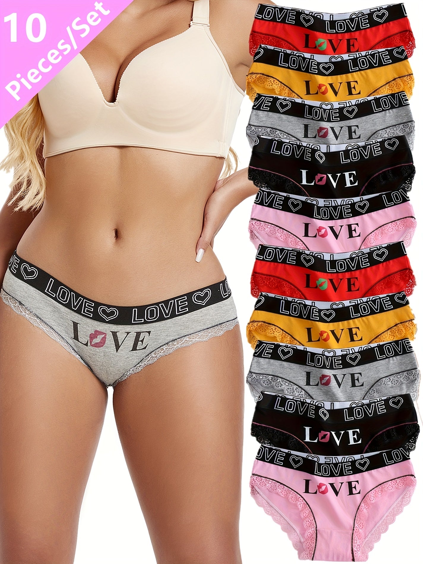 Women's 10-Pack Briefs - Lace Everyday Comfort - Mixed colors