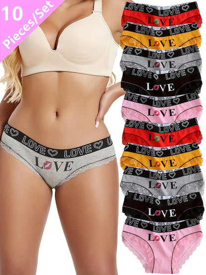Women's 10-Pack Briefs - Lace Everyday Comfort - Mixed colors