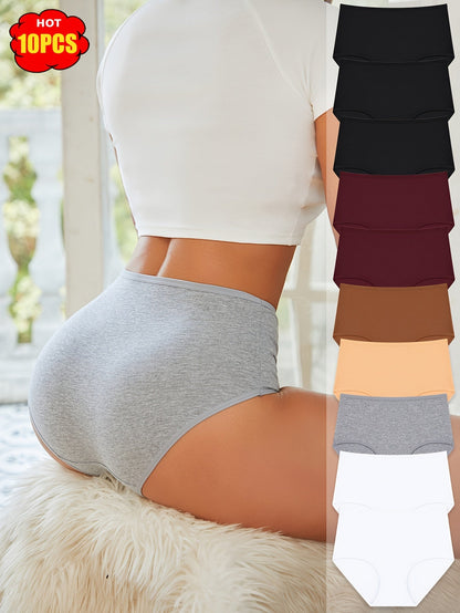 Women’s 10-Pack High-Waist Briefs - Breathable Daily Comfort
