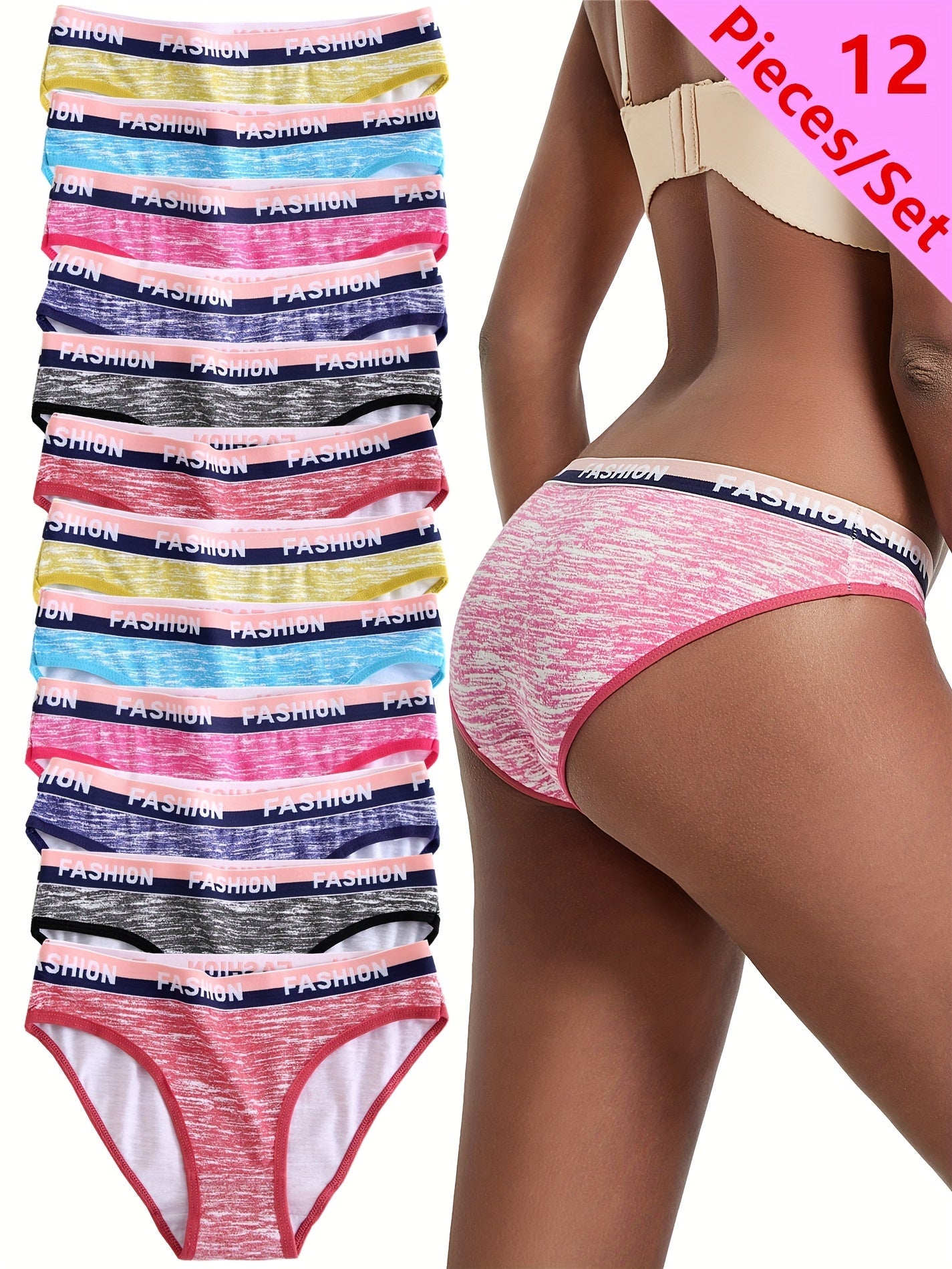 Women's Mixed colors Printed Striped Underwear - product view 3