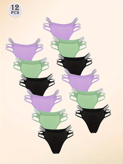 Women's 12-Pack Low-Rise Hipsters - Heart Detail Everyday Comfort