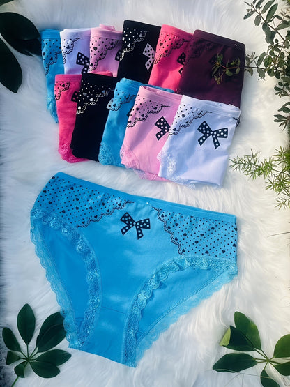 Women's 12-Pack Mid-Rise Briefs - Heart Detail Everyday Comfort - Curve Fit