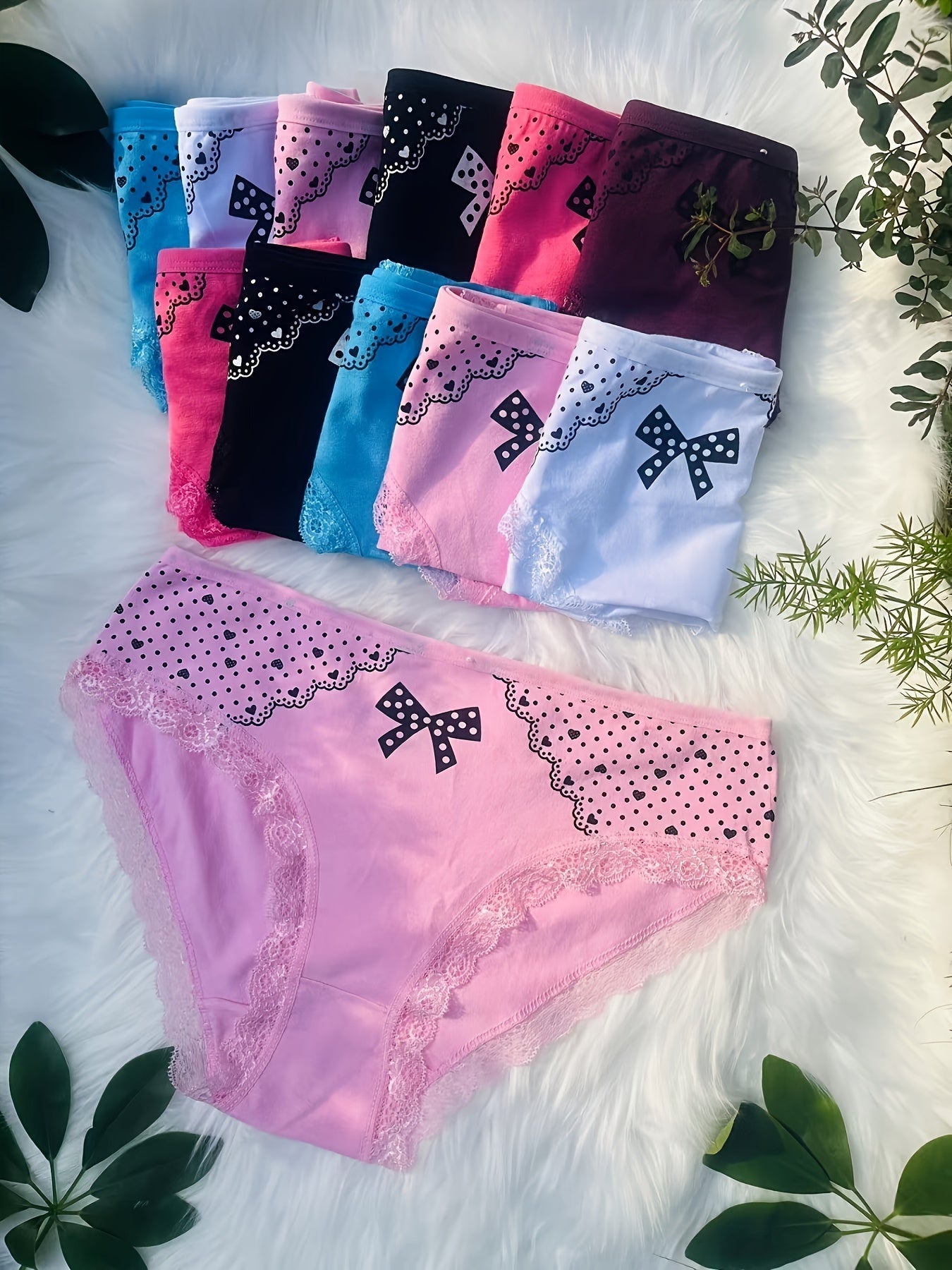 Women's 12-Pack Mid-Rise Briefs - Heart Detail Everyday Comfort - Curve Fit