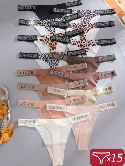 Women's 15-Pack Low-Rise Thongs - Leopard Print Daily Comfort