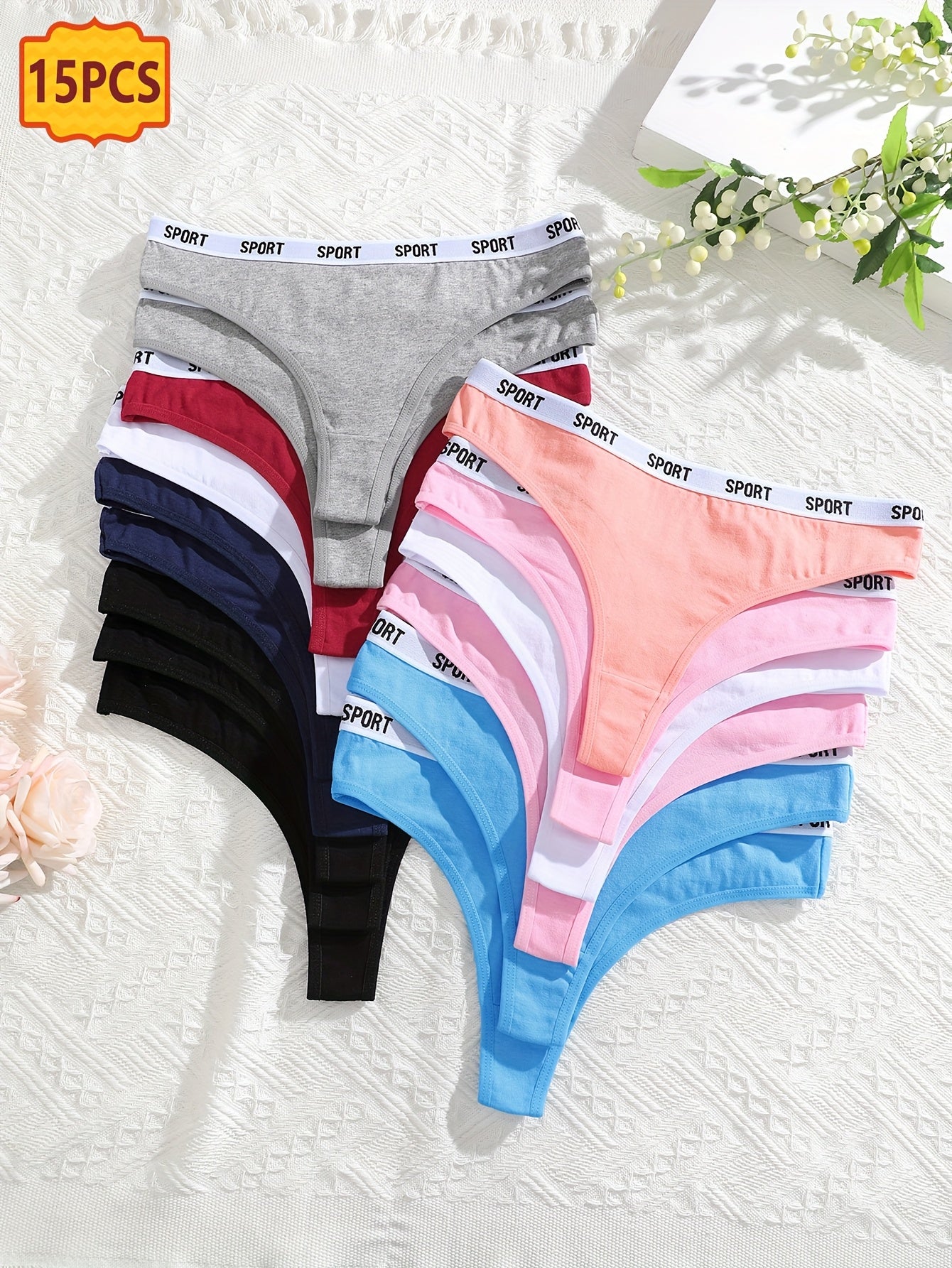 Women's 15-Pack Thongs - Soft Everyday Comfort