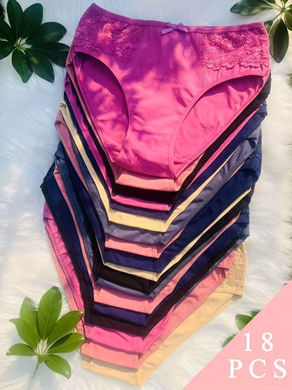 Women’s 18-Pack High-Waist Seamless Briefs - Lace Detail Comfort