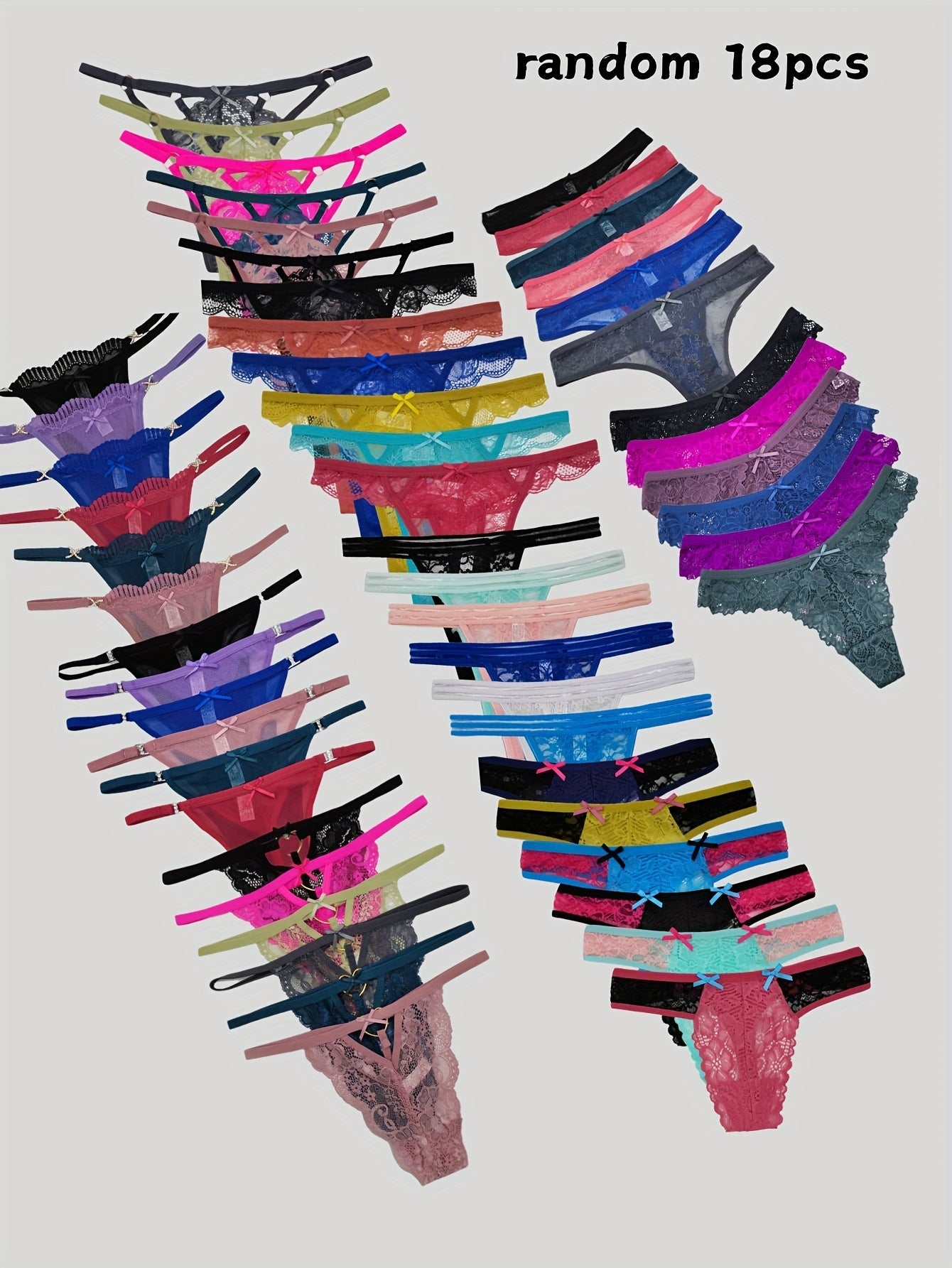 18pcs Pack Randomly Assorted Lace Mesh Ladies Thongs Panty - product view 9