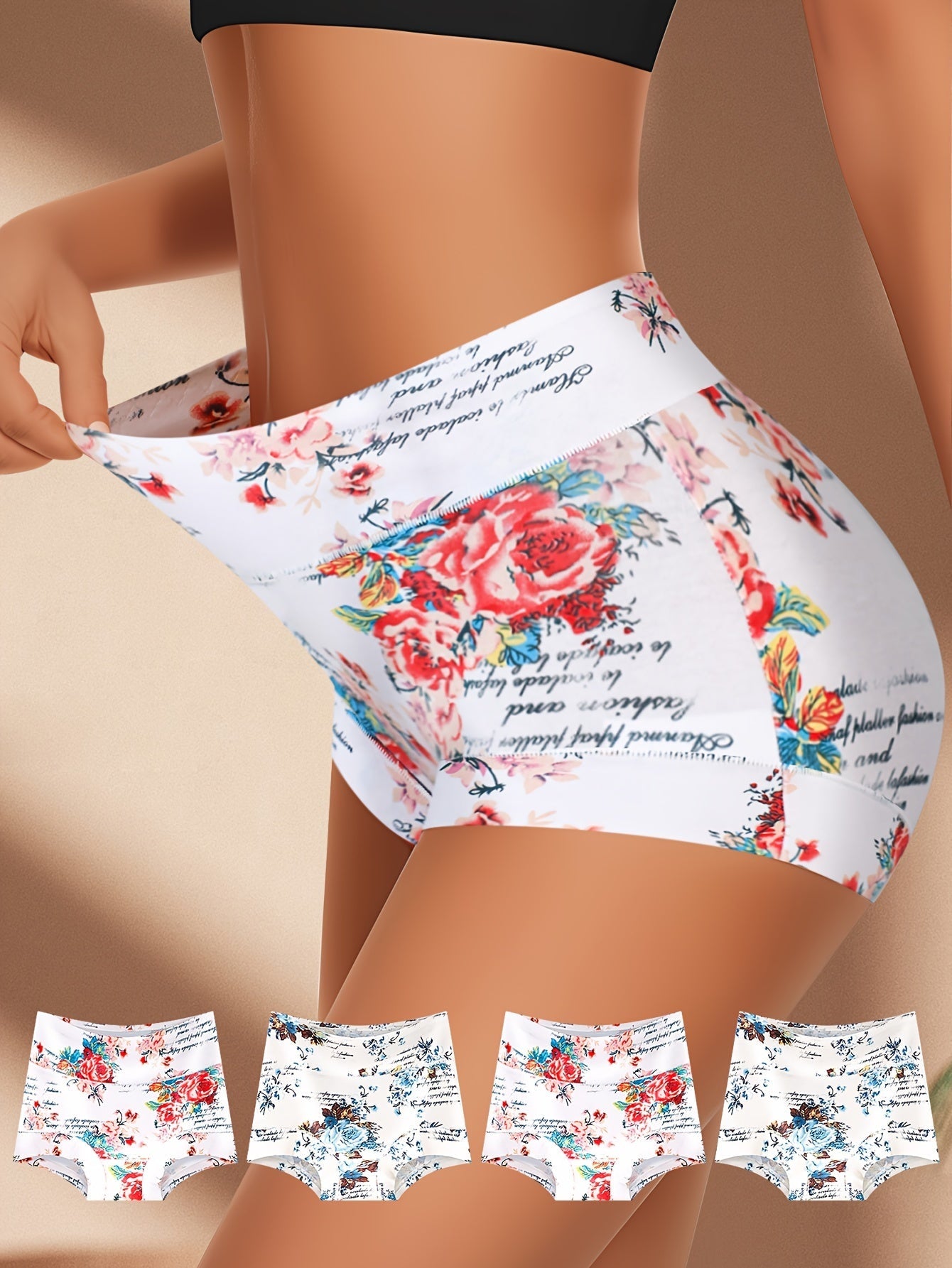 Women's Mixed Color Floral Printed Underwear - product view 7
