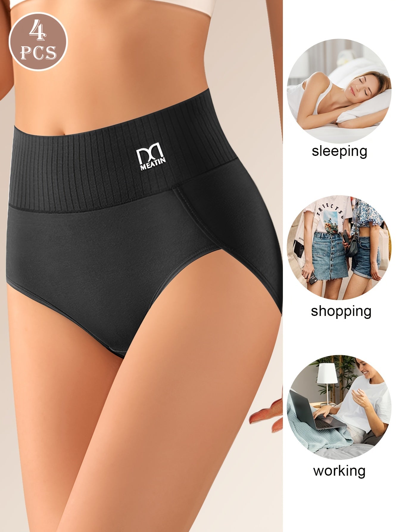 Women’s 4-Pack High-Waist Briefs - Breathable Daily Comfort