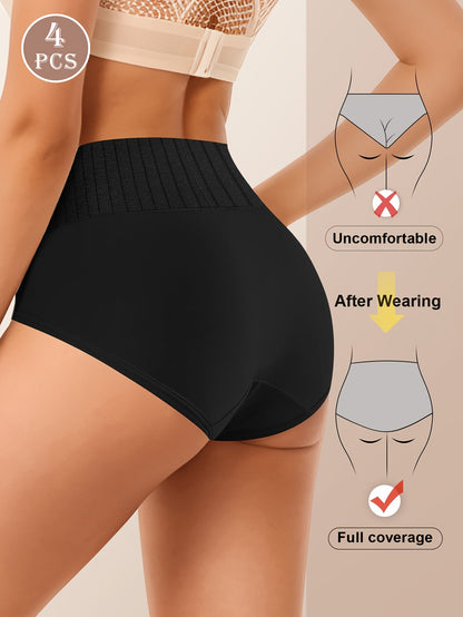 Women’s 4-Pack High-Waist Briefs - Breathable Daily Comfort