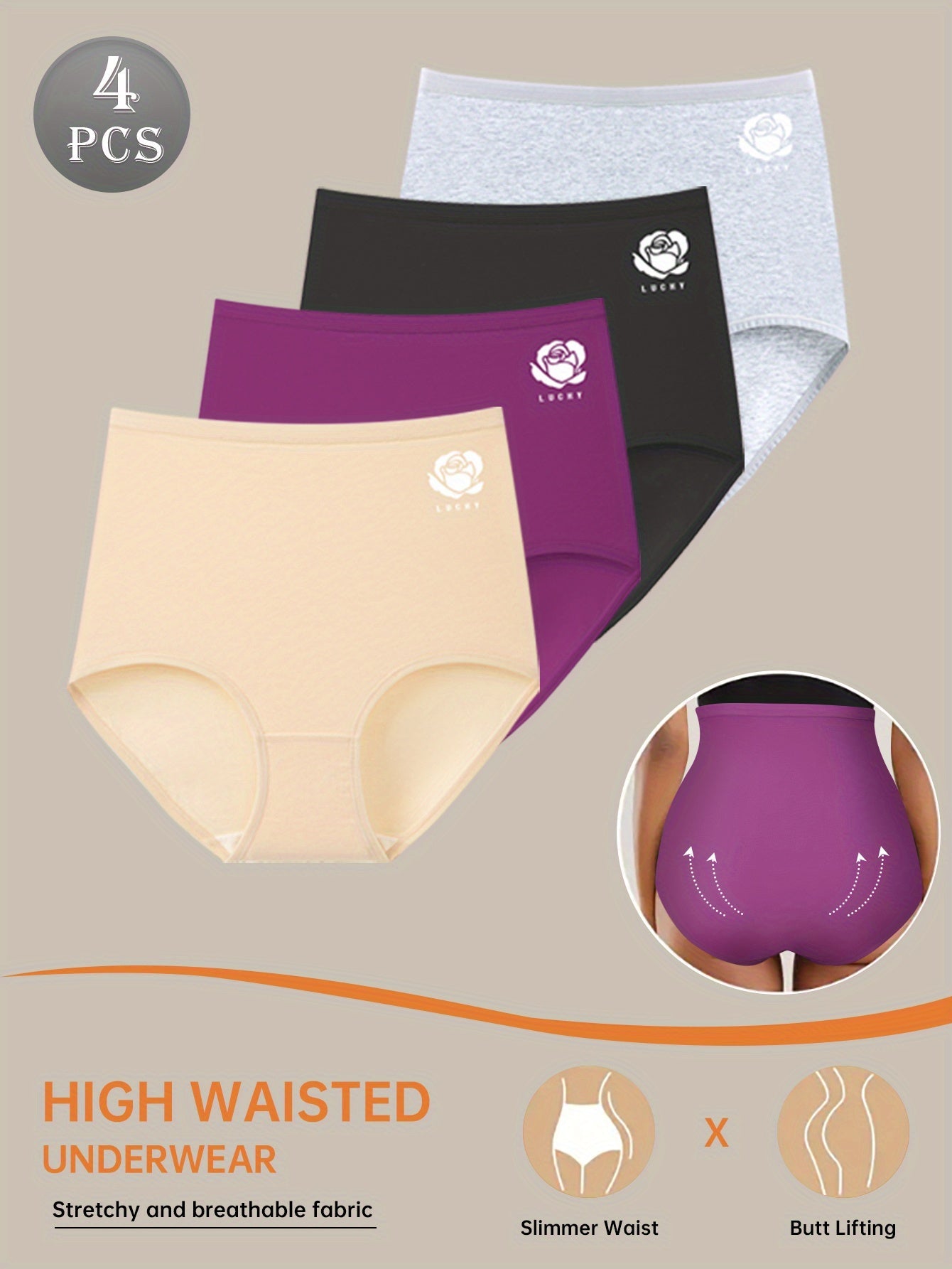 Women's 4-Pack High-Waist Briefs - Floral Everyday Comfort - Mixed colors