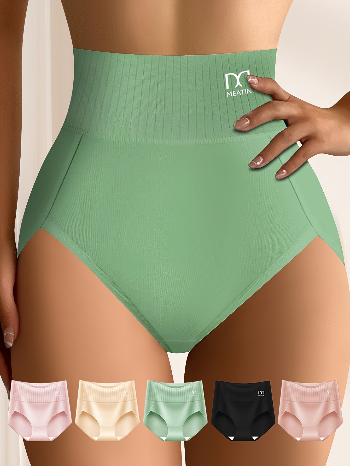 5pcs Of High Waist Ladies Briefs Breathable Soft Elastic Comfort With High Rise - product view 3