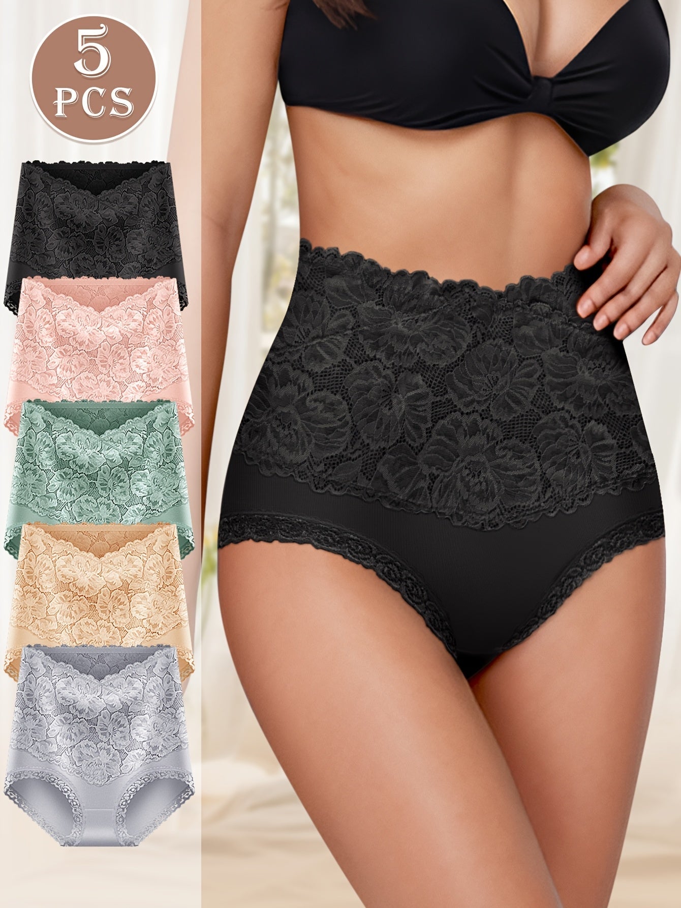 Women's Mixed colors Lace High-Waist Underwear - product view 4