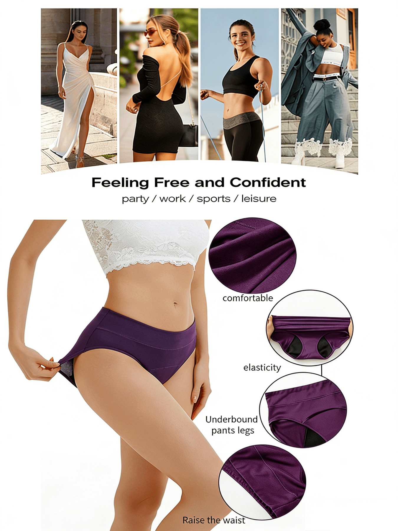 Women's 5-Pack Mid-Rise Period Briefs - Soft Everyday Comfort