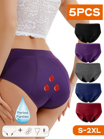 Women's 5-Pack Mid-Rise Period Briefs - Soft Everyday Comfort