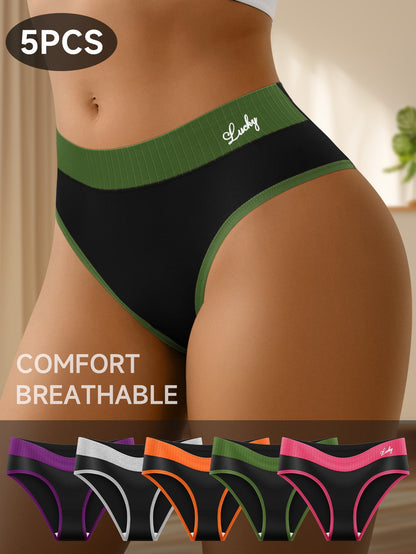 Women's 5-Pack Mid-Rise Seamless Briefs - Colorblock Everyday Comfort