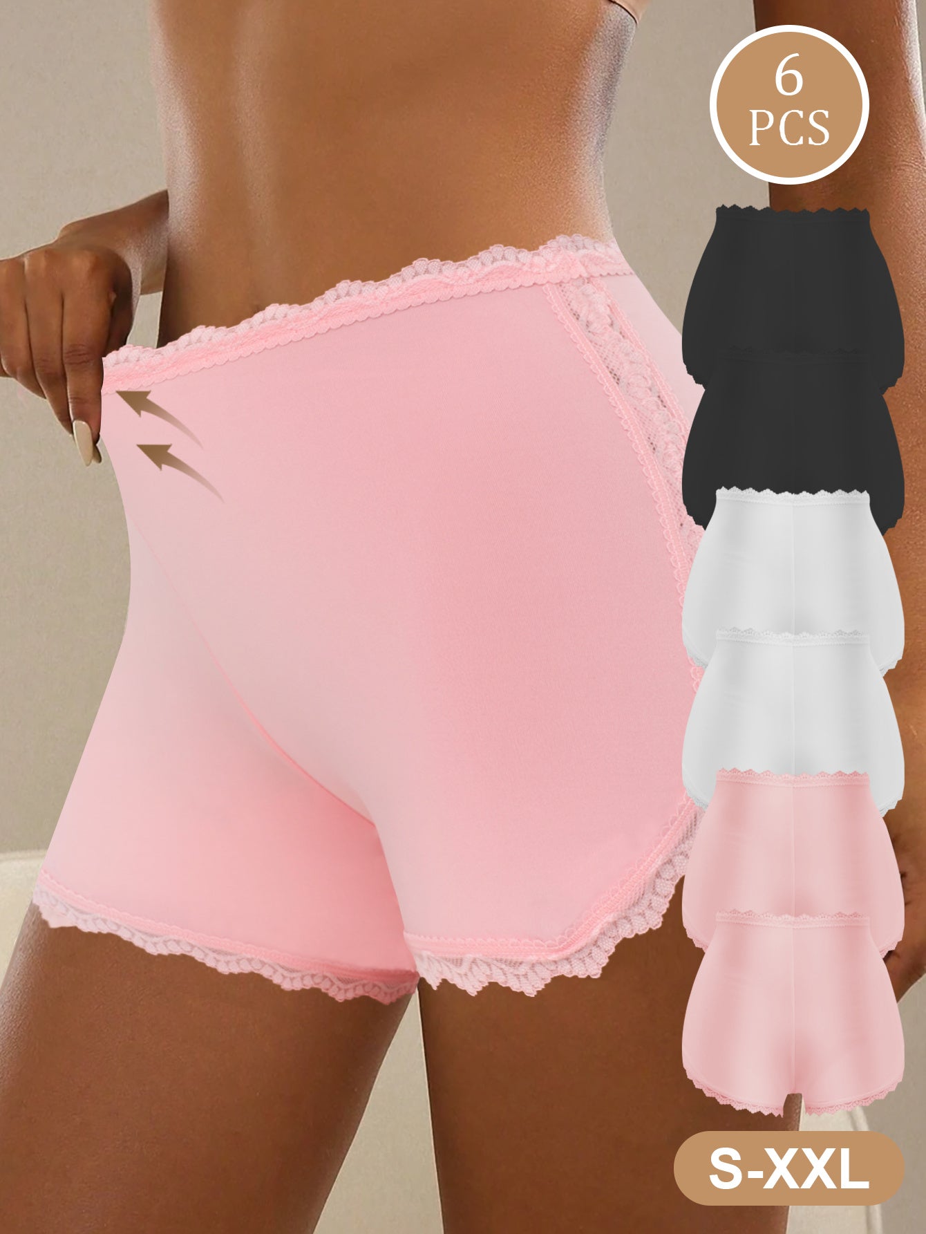Women’s 6-Pack Boyshorts - Lace Detail Comfort