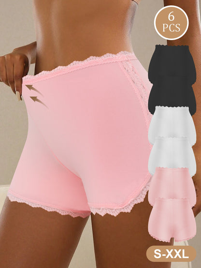 Women’s 6-Pack Boyshorts - Lace Detail Comfort