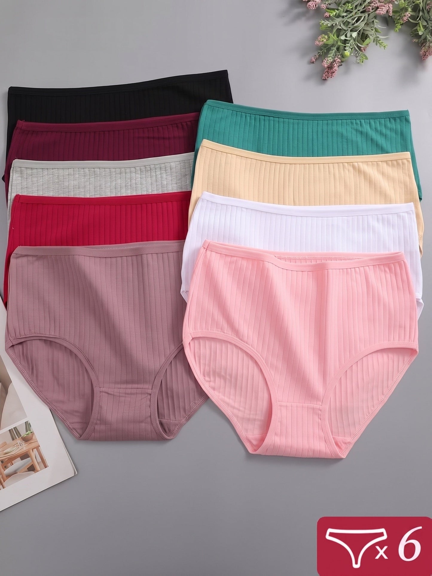 Women's 6-Pack High-Waist Briefs - Ribbed Daily Comfort