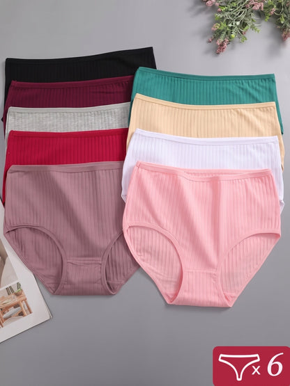 Women's 6-Pack High-Waist Briefs - Ribbed Daily Comfort