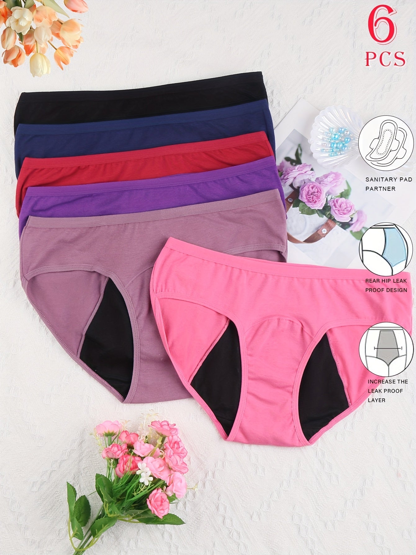 Women’s 6-Pack Period Briefs - Leak-Resistant Coverage