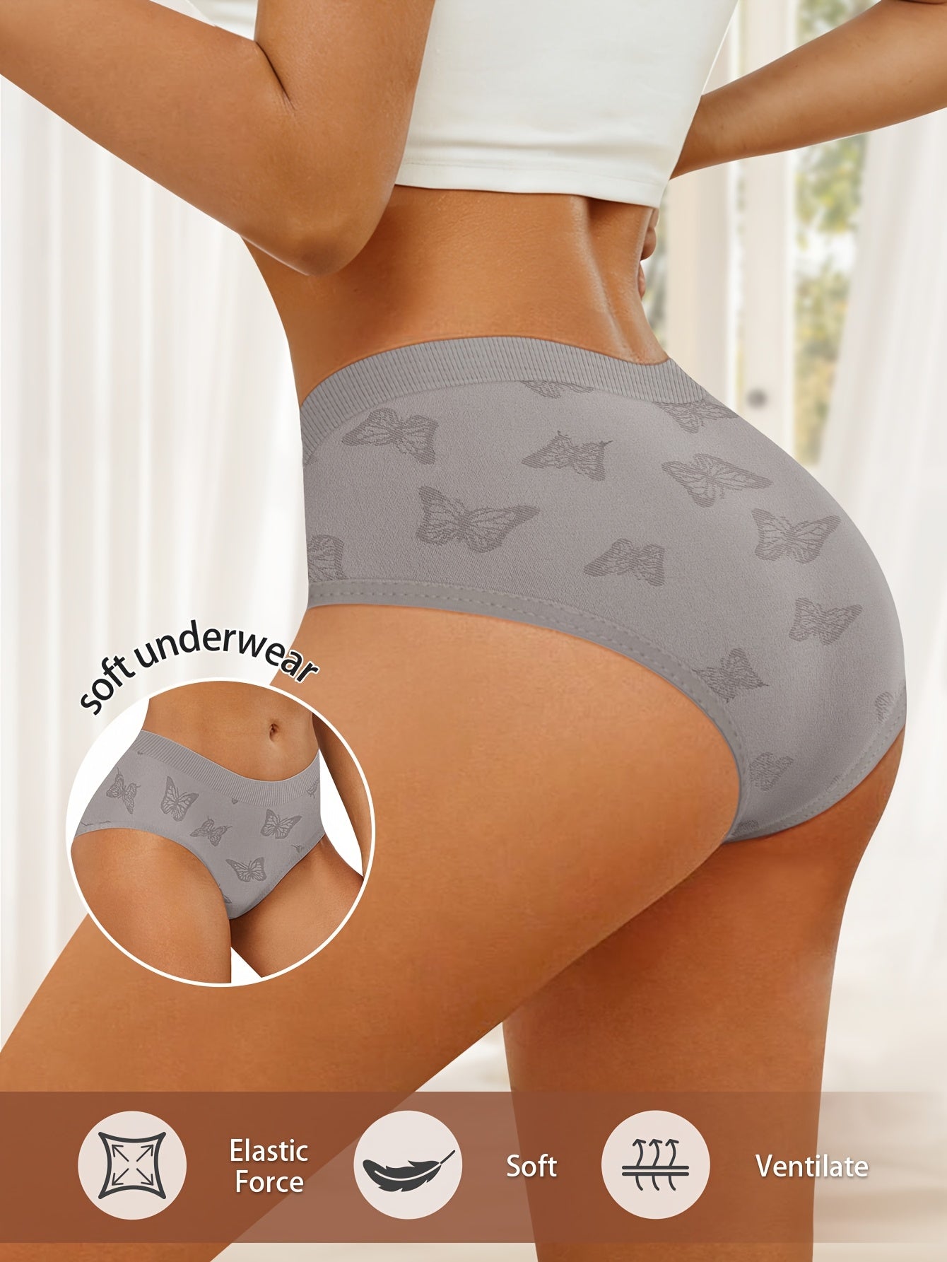 Women's 7-Pack Low-Rise Briefs - Butterfly Print Everyday Comfort