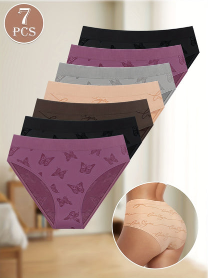 Women's 7-Pack Low-Rise Briefs - Butterfly Print Everyday Comfort