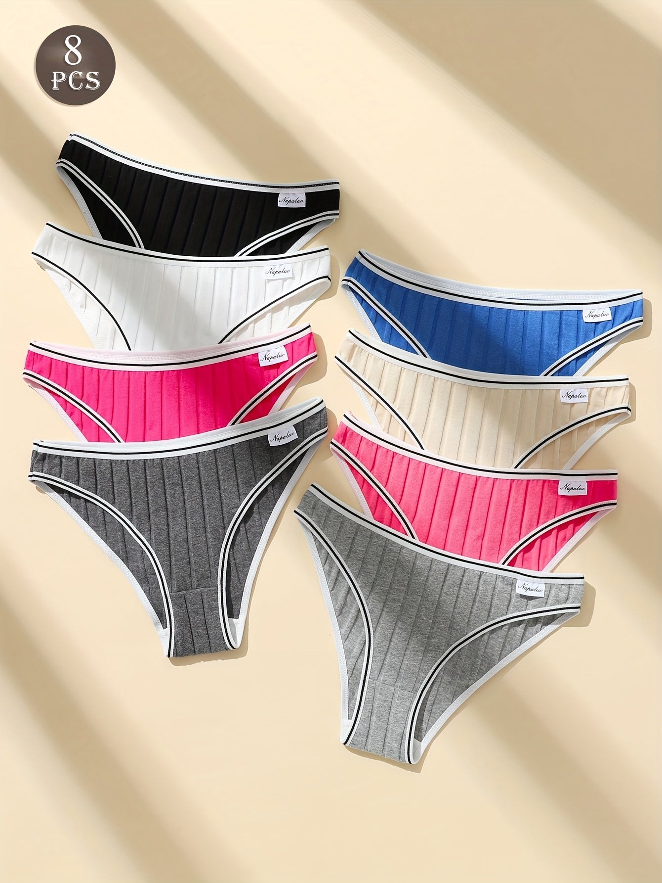 8pcs Pack Women Thread Briefs Simple Soild Color Elastic Soild Color Breathable - product view 5
