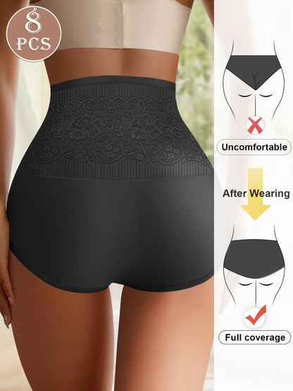 Women’s 8-Pack High-Waist Seamless Briefs - Lace Detail Comfort