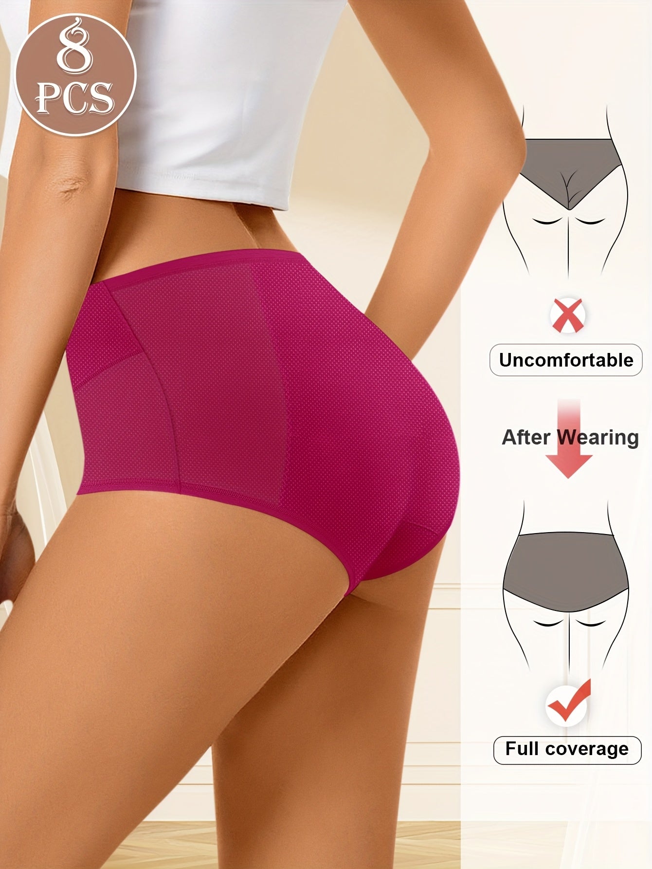 Women's 8-Pack Mid-Rise Period Briefs - Floral Leak Protection