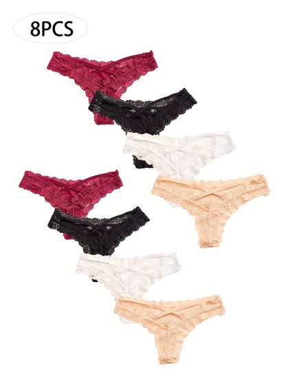Women's 8-Pack Thongs - Lace Everyday Comfort