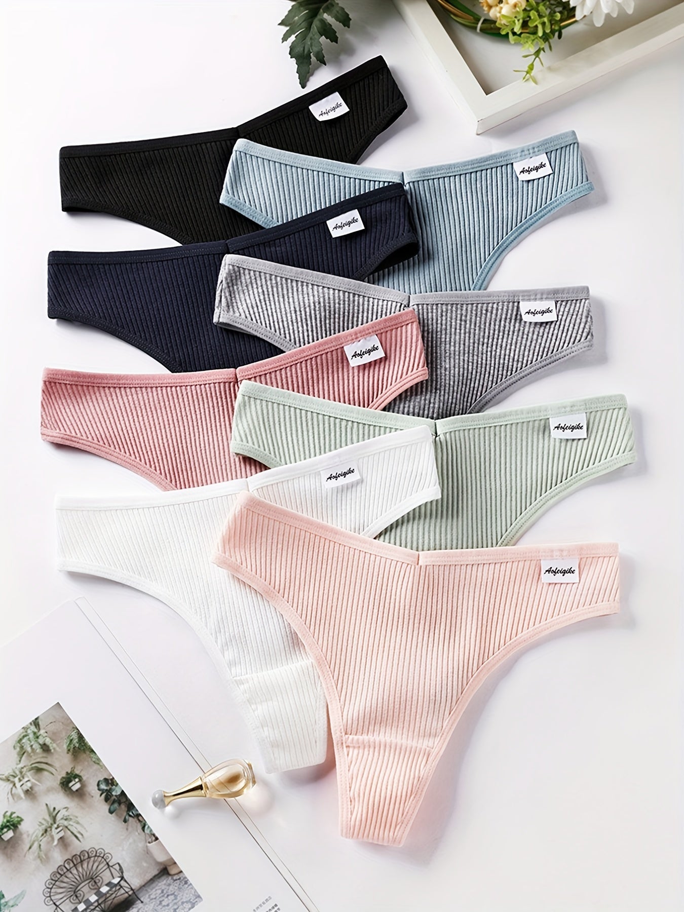 Women's 8-Pack Thongs - Ribbed Everyday Comfort