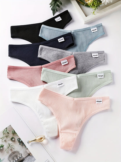 Women's 8-Pack Thongs - Ribbed Everyday Comfort