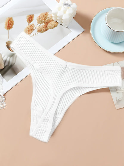 Women's 8-Pack Thongs - Ribbed Everyday Comfort