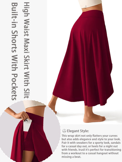 Women's Active Skort - High-Waist Solid Color Burgundy detail image - detail view 12