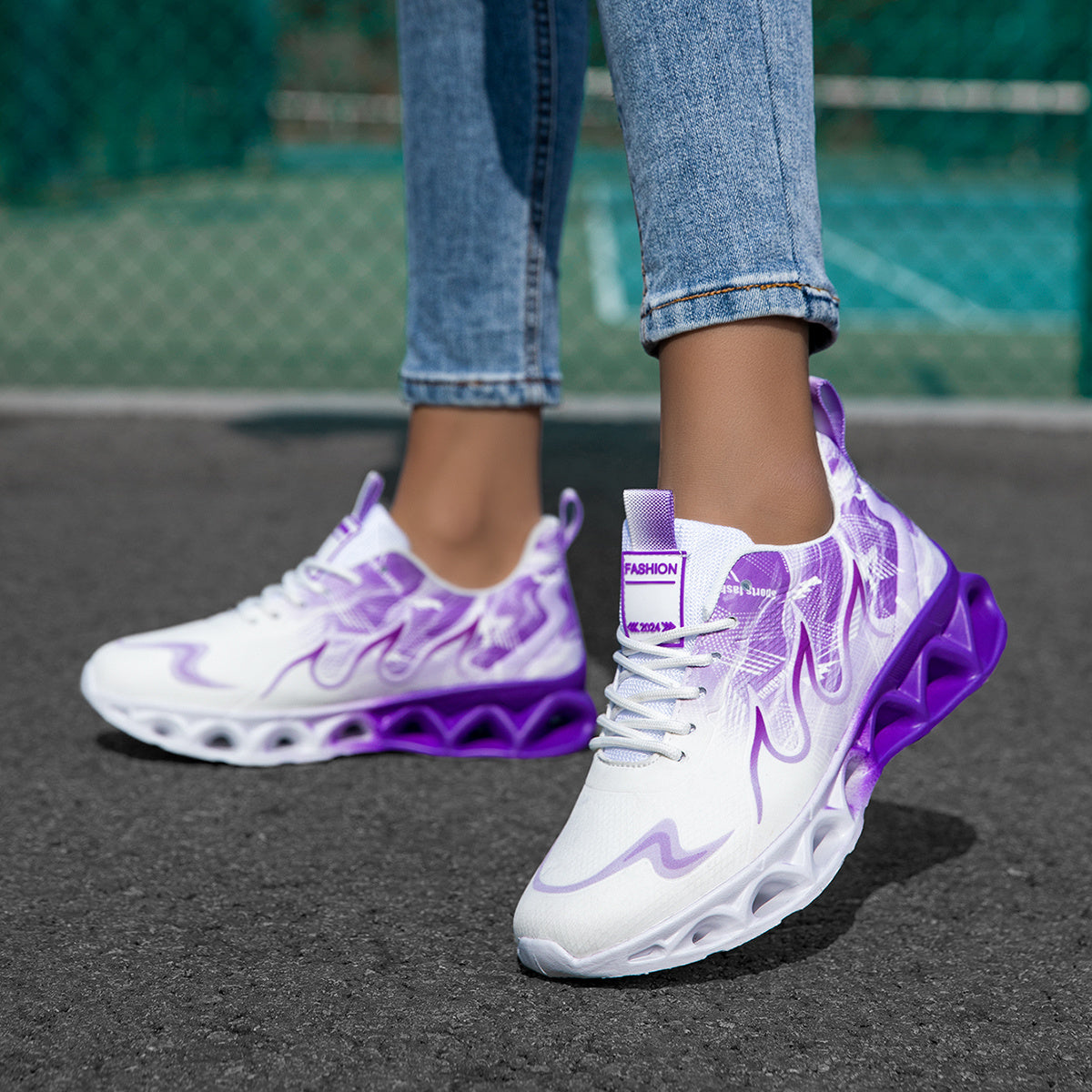 Women's Athletic Shoes - Lace-Up Design Style 866917