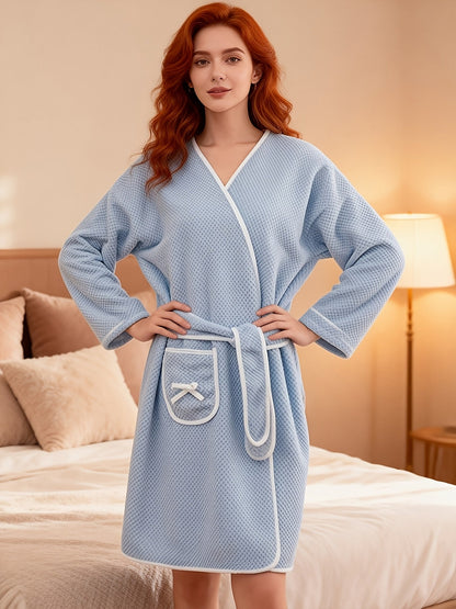 Women's Belted Robe - Belted Comfort, Blue