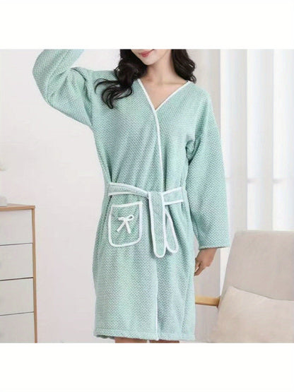Women's Belted Robe - Belted Comfort, Blue