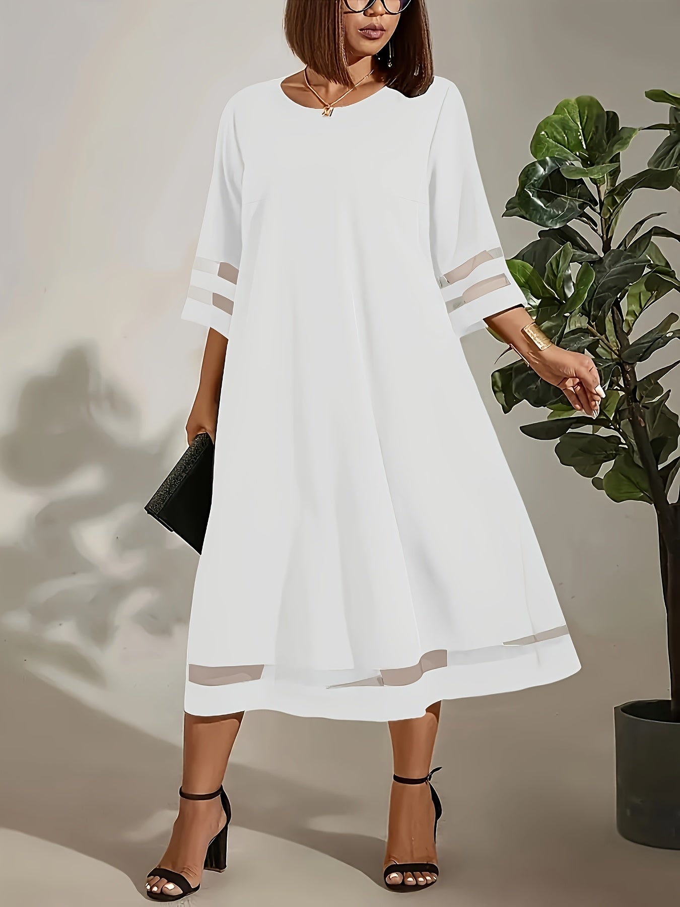 Women's Black Mesh Dress - product view 8