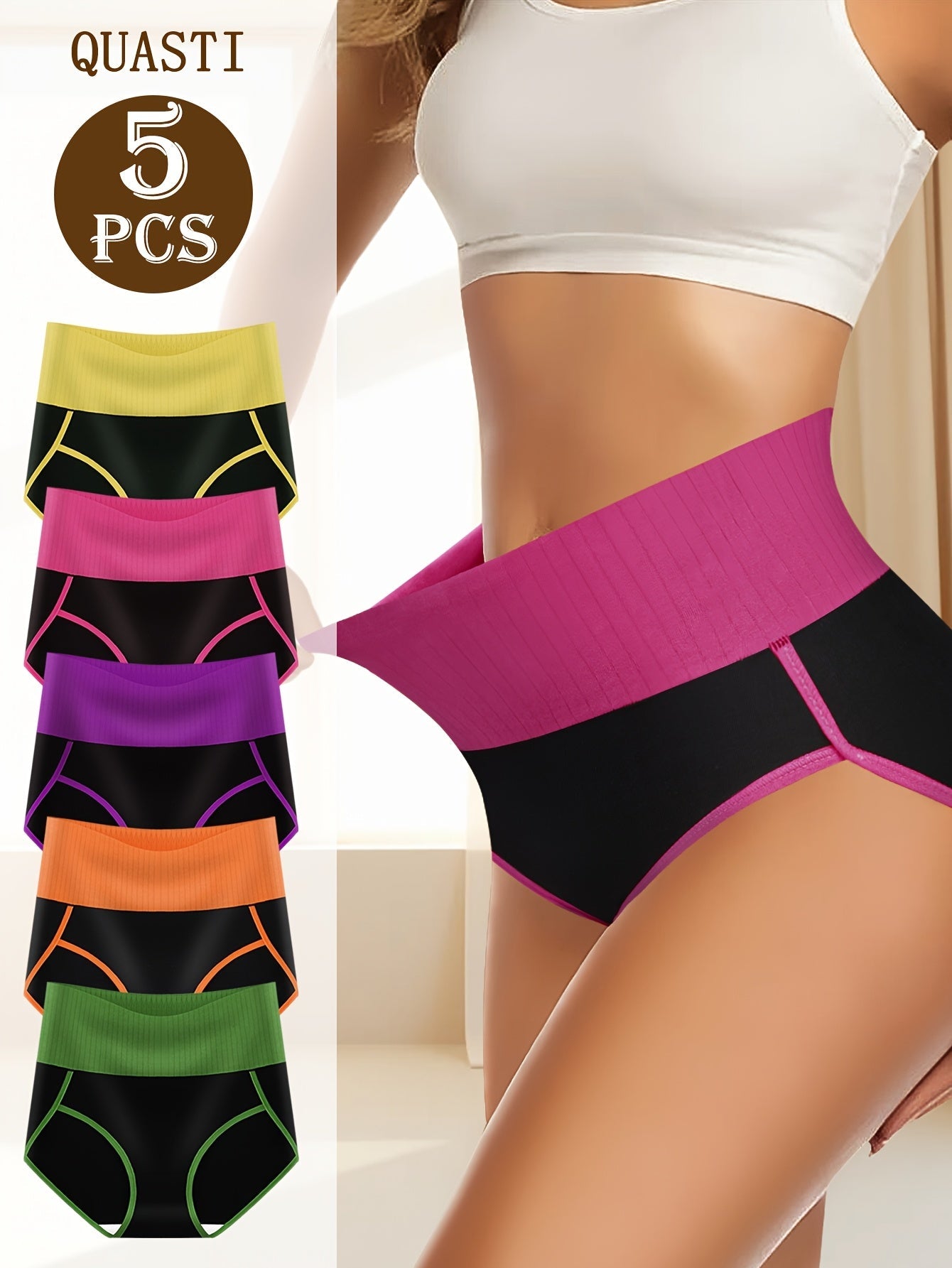 Women's Mixed colors High-Waist Striped Underwear - product view 3