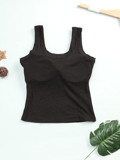 Women's Built-In Bra Tank Tops - 2-Pack U-Back Slim Fit