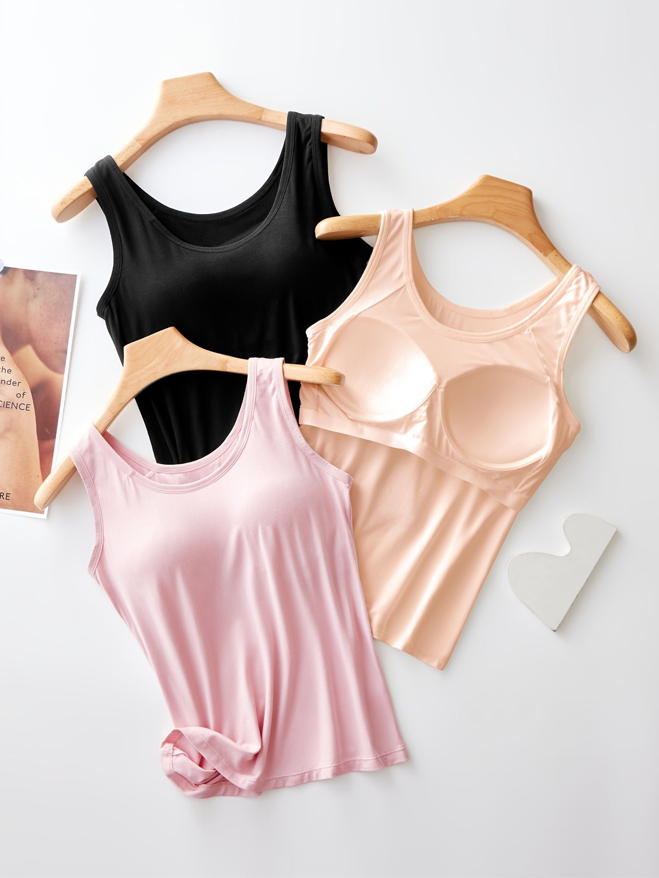 Women's Built-In Bra Tank Tops - 3-Pack Yoga Layering