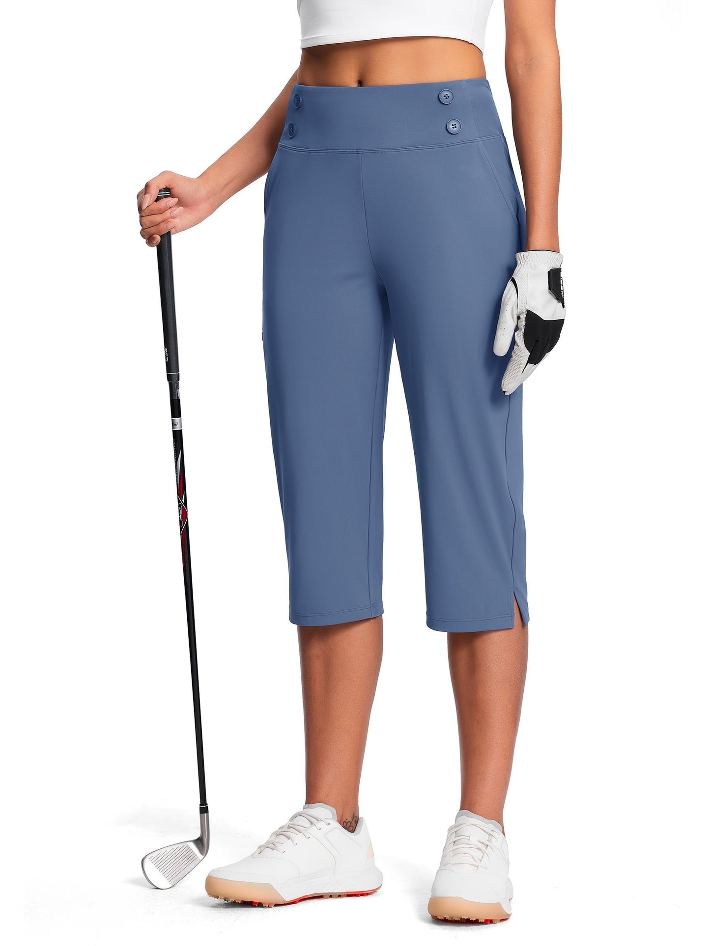 Women's White Polyester High-Waist Pants - product view 23