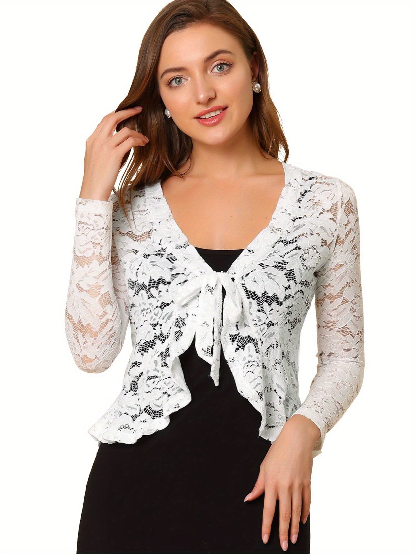 Women's Cardigan - Floral Lace detail image